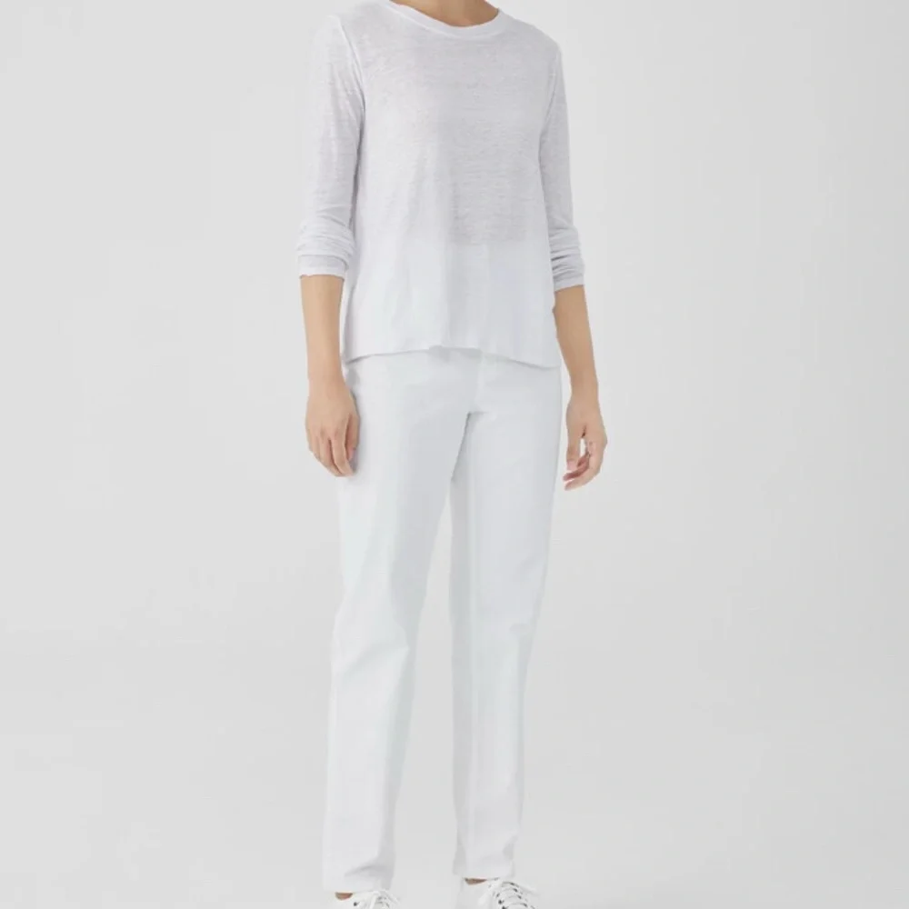 Eileen Fisher 100% Organic Linen  Jersey Crew Neck Size XS - Picture 2 of 9